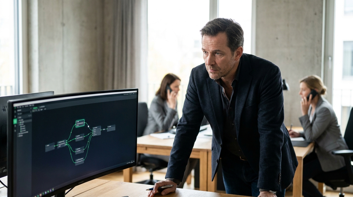 Vertriebsteam im Mittelstand arbeitet mit automatisiert gepflegtem CRM statt manueller Datenpflege