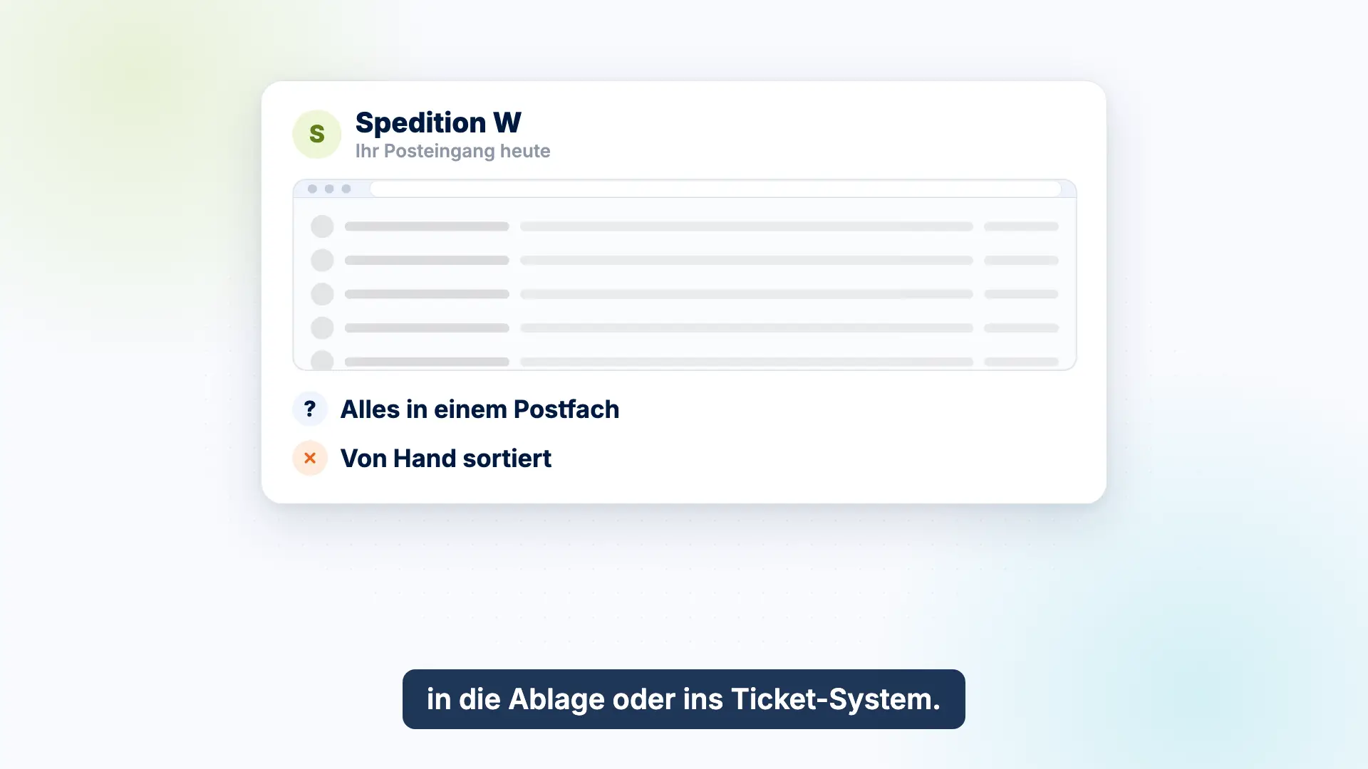 Vorschau des Erklärvideos: In einer Beispiel-Spedition landet alles in einem Postfach und wird von Hand sortiert.